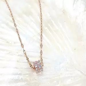 써지컬 투라인 링 큐빅 목걸이 3컬러 티타늄 느낌 데일리 레이어드 여성 선물