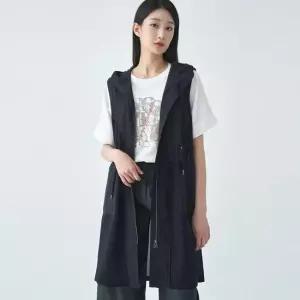 [지센] 여성 메쉬 집업 후드 롱 베스트 LCVTO521_DN