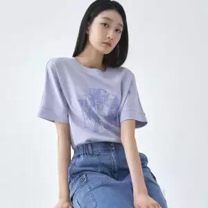 [지센] 여성 프린트 돌먼 라운드 티셔츠 LCTSO423_BL