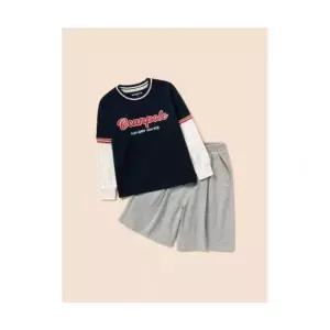 빈폴 키즈 그래픽 레이어드 티셔츠 버뮤다 상하세트 - 네이비 BI6241U04R 400614