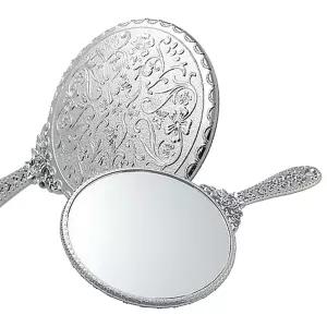 원형 엔틱 실버 손거울 대 1P 휴대용 손잡이 공주거울 휴대용손거울