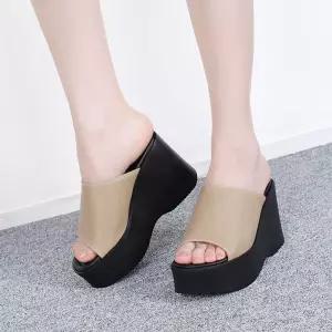 민자 상굽슬리퍼 통굽 키높이슬리퍼 9.5cm 사무실/키높이/슬리퍼/여성/블로퍼/발편한/샌들/푹신한/웨지힐