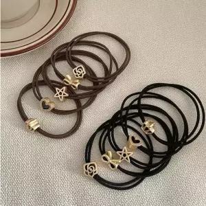 브라운앤블랙 팬던트 헤어끈 20개 세트/머리끈/고무줄/고무/밴드/머리/여성/고무끈/짱짱/고탄력/어린이