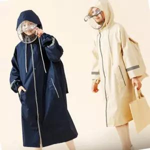 여성용 EVA 레인코트 투명 코트형 우비 장마철 휴대용 판초 우의