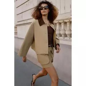 [국내배송] 자라 ZARA 콤비 칼라 숏 트렌치 코트 - 샌드 956204