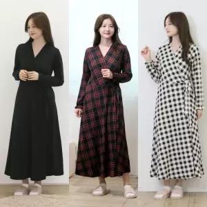 [별별모아]피치기모 롱 랩원피스 홈웨어원피스 수유잠옷 겨울 (41379769A)