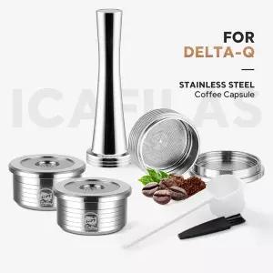 호환  재사용 캡슐 리필 가능 스테인리스 스틸 포드 커피 필터 델타 Q NDIQ7323 MINI QOOL 커피 머신 메이