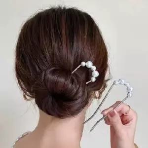 진주비녀 U자 비녀 머리 장식 꽂이 뒤꽂이 올림머리핀 비녀핀 머리비녀