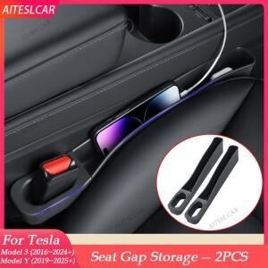 테슬라 모델 3 Y 주니퍼 하이랜드 2025 2개 세트 틈새 수납함 스트립 정리함 필러 포켓 지갑 열쇠 카드 폰