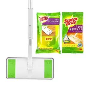 스카치 브라이트 막대걸레 표준형 세트/막대/걸레/거실/밀대/가정용/바닥/청소포/3M/대형/대용량/정전기
