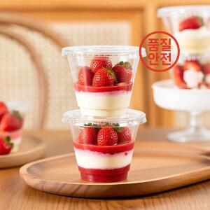 100pcs 일회용 푸딩 플라스틱 컵 샐러드 뚜껑 포함 디저트 주스 커피 아이스크림 파티