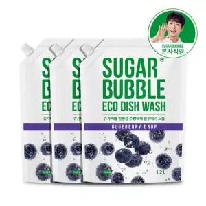 (eTV)슈가버블 친환경 주방세제 블루베리드롭 리필 1.2L x 3개