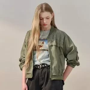 [마쟈]레이스 패치 야상 블루종 점퍼