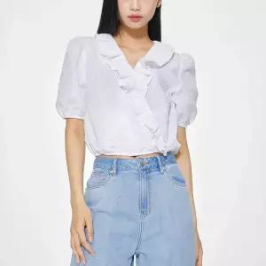 [미쏘] 프릴 랩 블라우스 (MIWBWD716G-T)