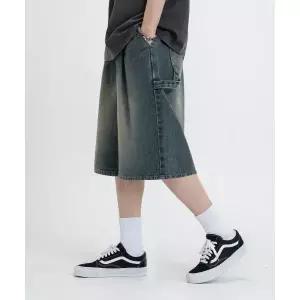 리메인세컨드 LEMAIN SND 버뮤다 와이드 원턱 카펜터 데님 밴딩 쇼츠 샌드블루 LMPT10 422149