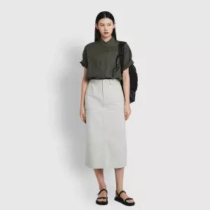 JAJU/자주 여 리넨 스탠카라 5부 셔츠 카키1217780