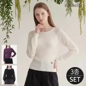 뮬리 코튼 블렌디드 시스루 슬리브 니트 3종세트