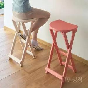 접이식원목높은스툴 접는 폴딩체어 공간활용 높은의자 주방 간이 다용도 홈바 카페 원형 화장대 의자