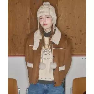 브랜드정품 CGP (우먼) 퍼 트리밍 무스탕 숏 자켓_다크 브론즈 131316