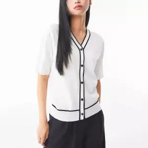 [미쏘] V넥 배색 가디건 (MIWCKD717T-T)