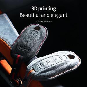 알칸타라 스웨이드 키 커버 카바 키체인 포함 포르쉐 마칸 4 EV 전기 모델 2024 타이칸 쉘 호환 액세서리