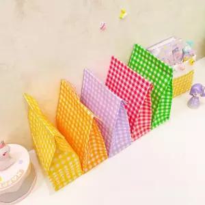 컬러 체크 선물 포장 봉투 5매 각대봉투 답례품 종이 구디백