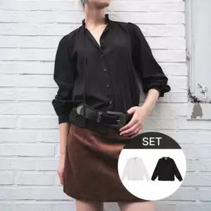 아일렛 자수 블라우스 2종세트