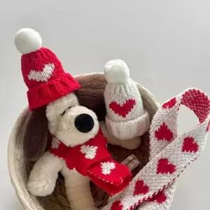 귀여운 테디베어 목도리 입히기 프리마켓 인형 크리스마스 키링 니트 소품 옷 모루인형 하트