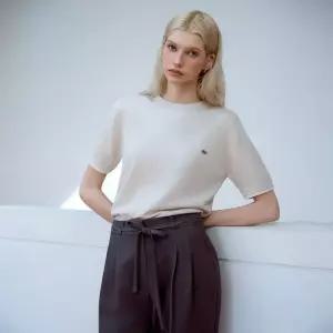 클라비스 촉감니트 소매배색 반팔 풀오버_CVKRG2301N 383067