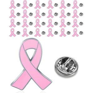 25/50/100/200개 핑크 분홍색 리본 핀 유방암 인식 에나멜 라펠 핀 여성 유방암 인식 브로치 핀 자선 공공 사회 행사 배지 벌크