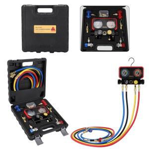 웰스 AC R1234YF 게이지 세트 4방향 매니폴드 5피트 R404A R134A 호스