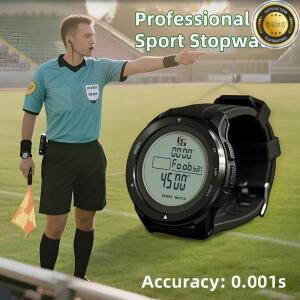 디지털 스포츠 스톱워치 타이머 다기능 축구 심판 100 그룹 메모리 0.001초 고정밀 카운트다운