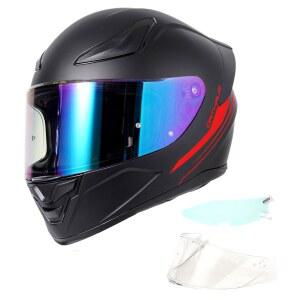 OTS 듀얼 바이저 풀페이스 모터사이클 헬멧 DOT 경량 ABS 퀵 릴리스 버클 남녀용 워셔블 라이너