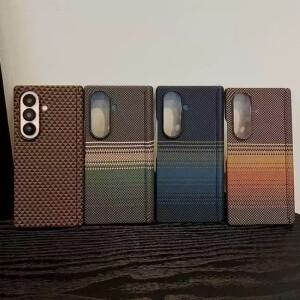 케블라 카본 파이버 텍스처 마그네틱 무선 충전 맥세이프 케이스 삼성 호환 갤럭시 Z 폴드 7 5 4 6 힌지 보