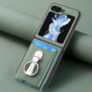 삼성 호환 갤럭시 Z 플립 7 6 5 4 3 2 Flip6 5G PU 가죽 커버호환용 링 카드 홀더 지갑형 폰 케이스