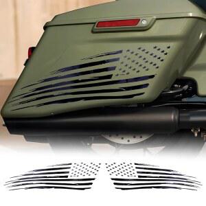 2014 2023 할리 데이비슨 투어링 외부 블랙 안장 액세서리 사이드 가방 데칼 새들백 커버 국기 비닐 미국