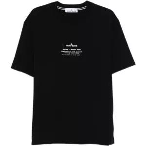 (당일) 26SS 스톤 아일랜드 로고 프린트 블랙 반팔 티셔츠 L1S15 2100001 S0285 V0029