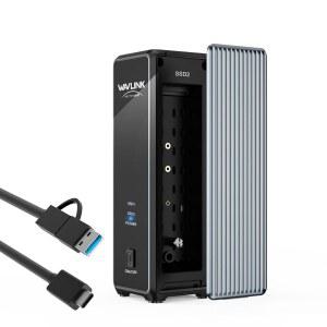 WAVLINK M.2 SSD 클로너 NVMe M-Key /B+M-Key SSD용 20Gbps 듀얼 NVMe 인클로저 PCIe 2230 /2242 /2260 /2280 RAID 0 PD 20W 액티브 쿨링 팬 포함 드라이브당 최대 8TB