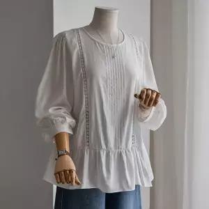 (안나앤플러스) 시르 펀칭 자수 블라우스[셔츠EFM5] 빅사이즈