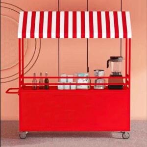 철제 이동 간식차 야시장 꽃차 판매 매대 노점용 판촉 전시대 손수레