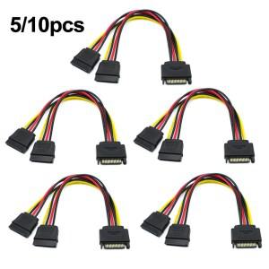 105개 SATA Y형 스플리터 케이블 하드 HDD 15핀 1 수컷에서 2 암컷 전원 어댑터 코드 연장 20CM