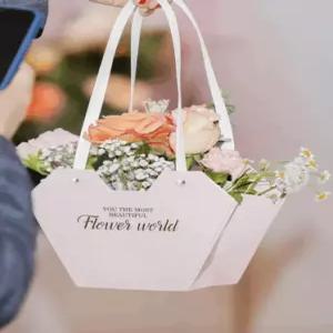 플라워 하트 종이 쇼핑백 소형 꽃바구니 가방 캐리어 선물 포장백