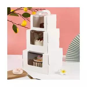 사각 케이크 손잡이 상자 화이트 1 2 3호 박스 베이커리 케이스 포장 투명