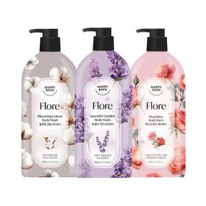 해피바스 플로레 블루밍 코튼 바디워시 900g + 라벤더 가든 바디워시 900g + 머스크 로즈 바디워시 900g 각1개 (총3개)