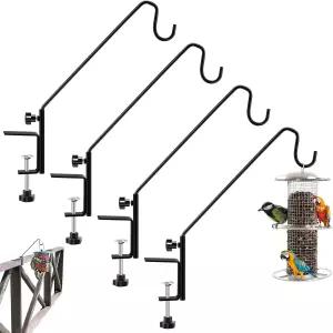 모닝로 4팩 데크 새 모이통 행거 난간용 11인치 후크 기둥용 헤비 듀티 펜스 레일 화분 바구니 랜턴 윈드