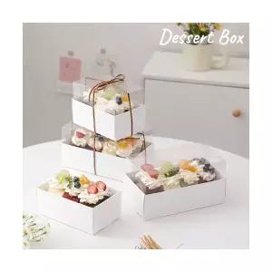 사각 파운드 롤케이크 상자 선물 박스 투명 포장 케이스 화이트