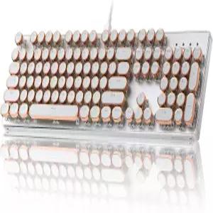 YUNZII QL108 타자기 스타일 기계식 게이밍 키보드 풀사이즈 핫 스왑 가능 RGB 백라이트 메탈 패널 레트로