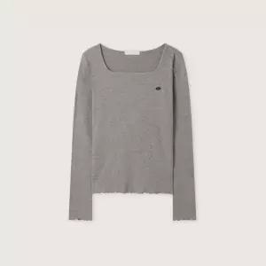 [스타필드 고양 로엠] 펀칭소재 스퀘어넥 티셔츠_RMLWG23R11