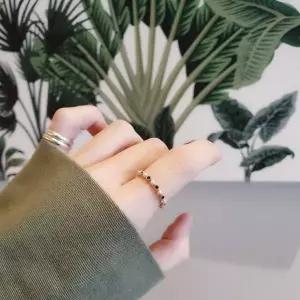 S214 여성 블랙 큐빅 반지 여성 링 데일리 실버링 은반지 (실버 925)