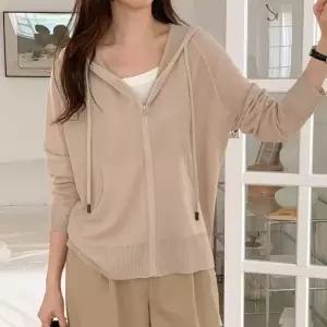 /옷자락 여자 시스루 나그랑 후드집업